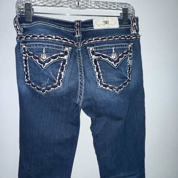 Miss Me Jeans Size 27 Bootcut M5014B26B MK798 Embroidered Flap Pockets Dark Wash - Picture 7 of 16